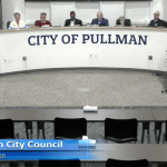 Mayor Francis Benjamin and the city council listen to public comments.